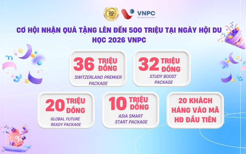 Cơ hội nhận quà tặng lên đến 500 triệu tại Ngày hội du học 2026 VNPC